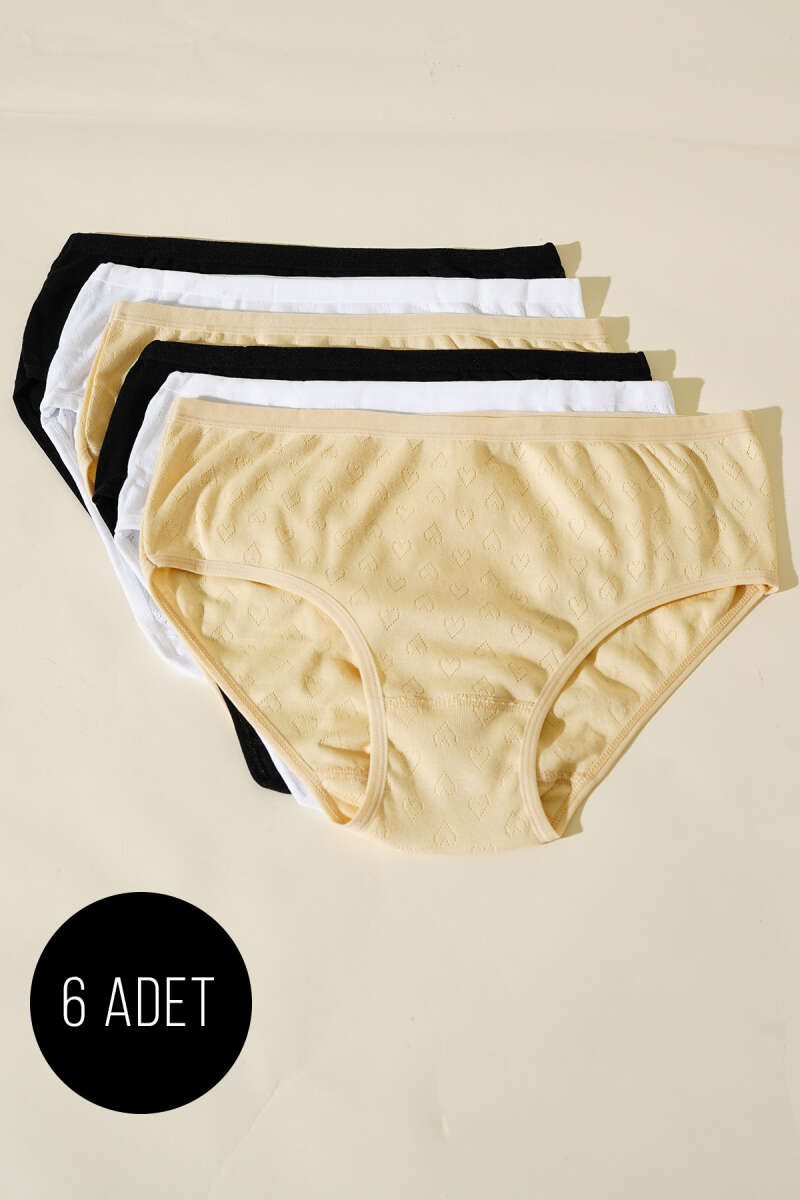 6-Pack Heart-Detail Briefs - Multicolour 1