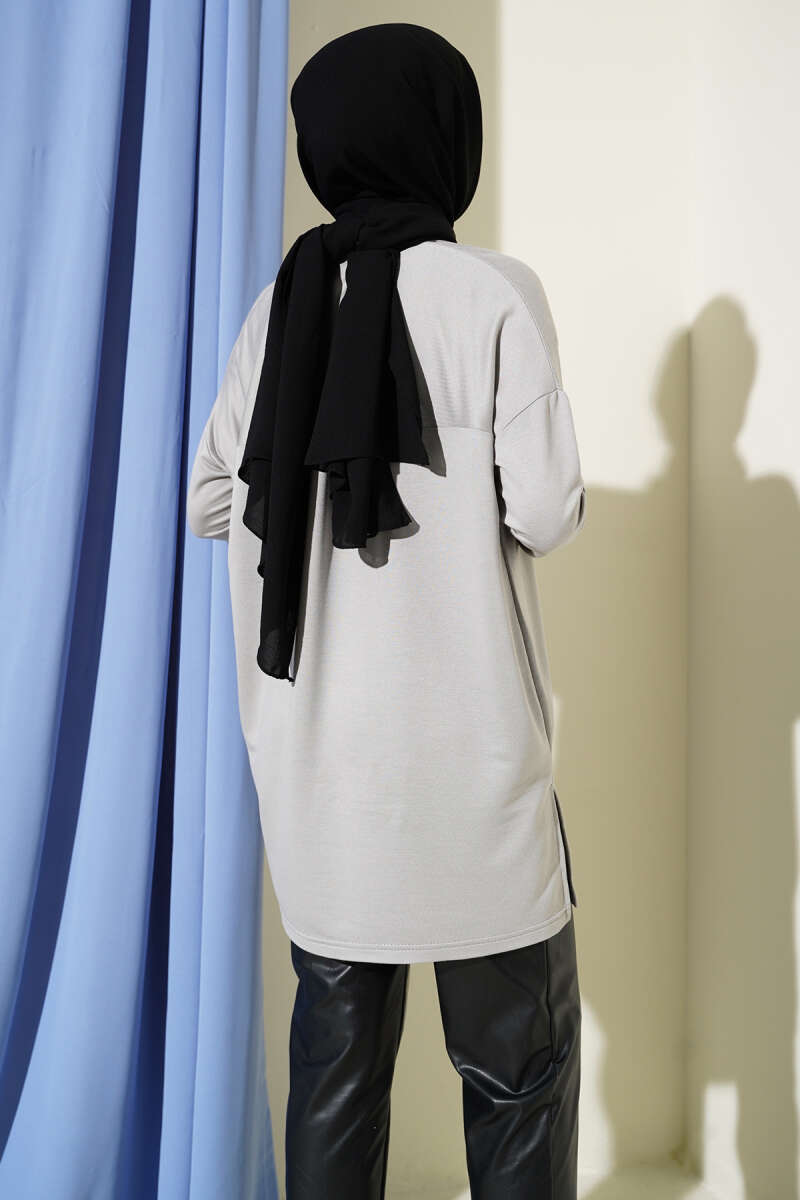 Basic Tunic with Heart Detail - Grey