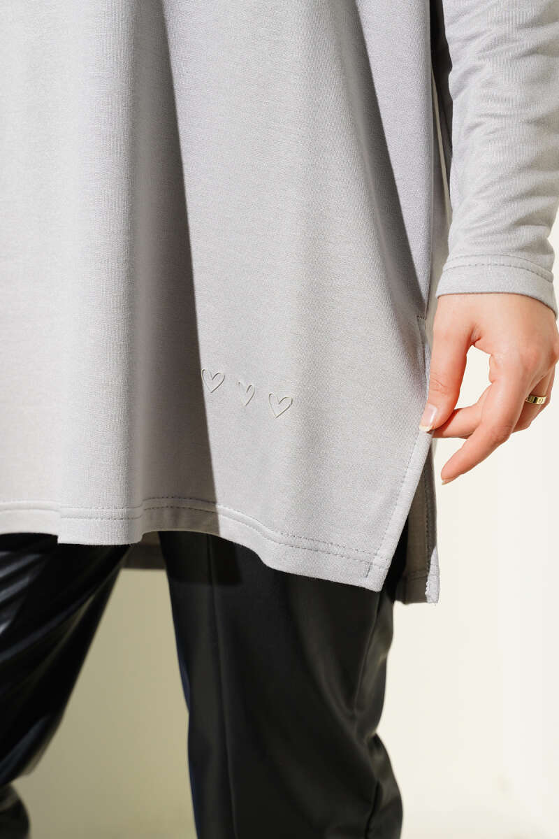 Basic Tunic with Heart Detail - Grey