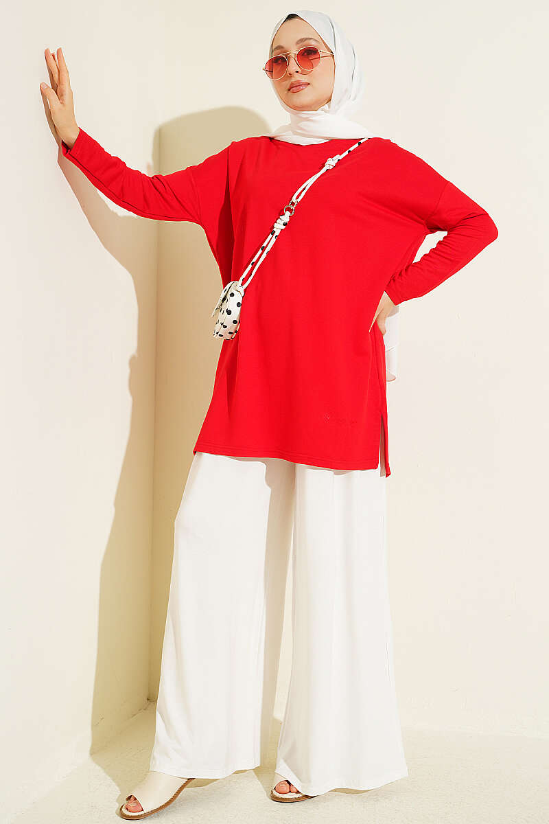 Basic Tunic with Heart Detail - Red