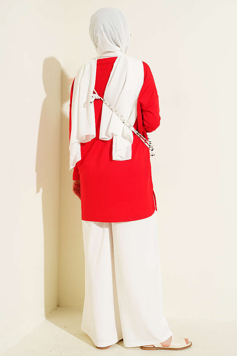 Basic Tunic with Heart Detail - Red