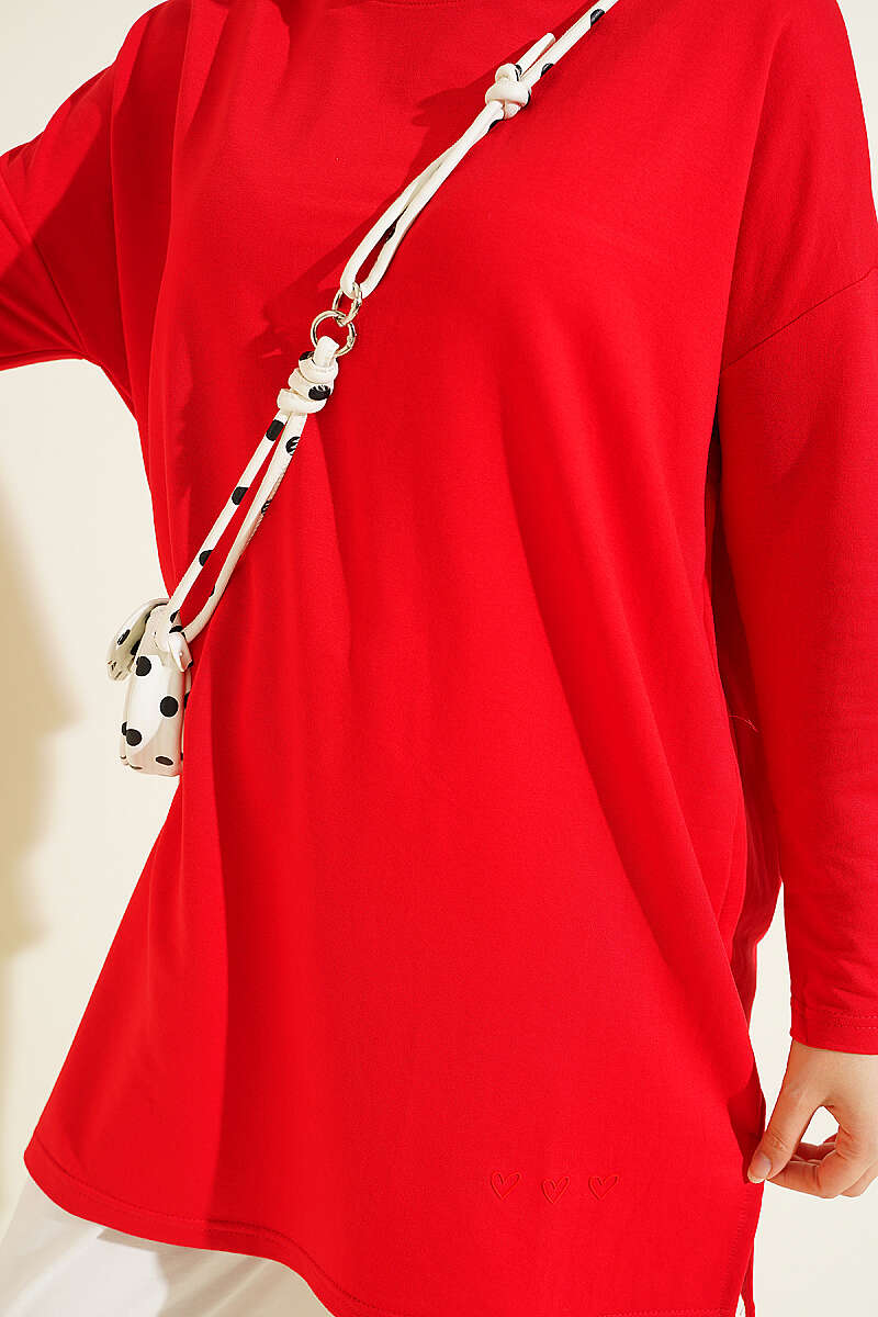 Basic Tunic with Heart Detail - Red