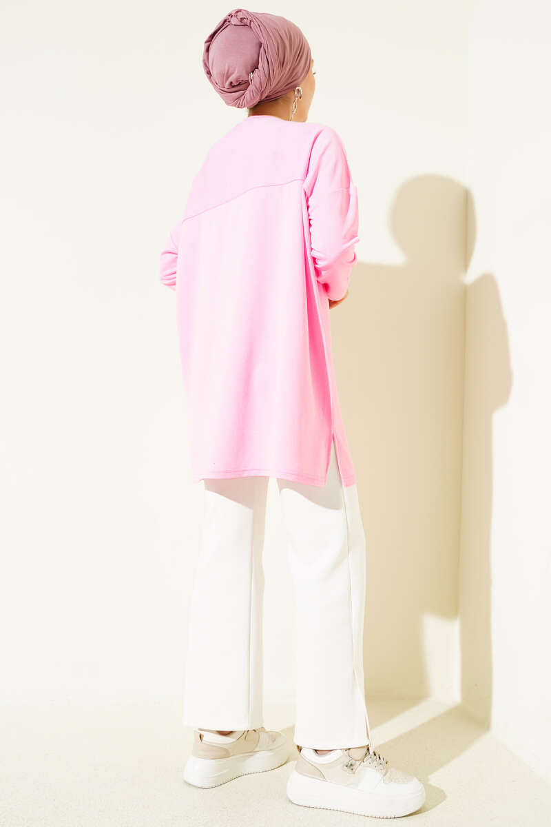 Basic Tunic with Heart Detail - Pink