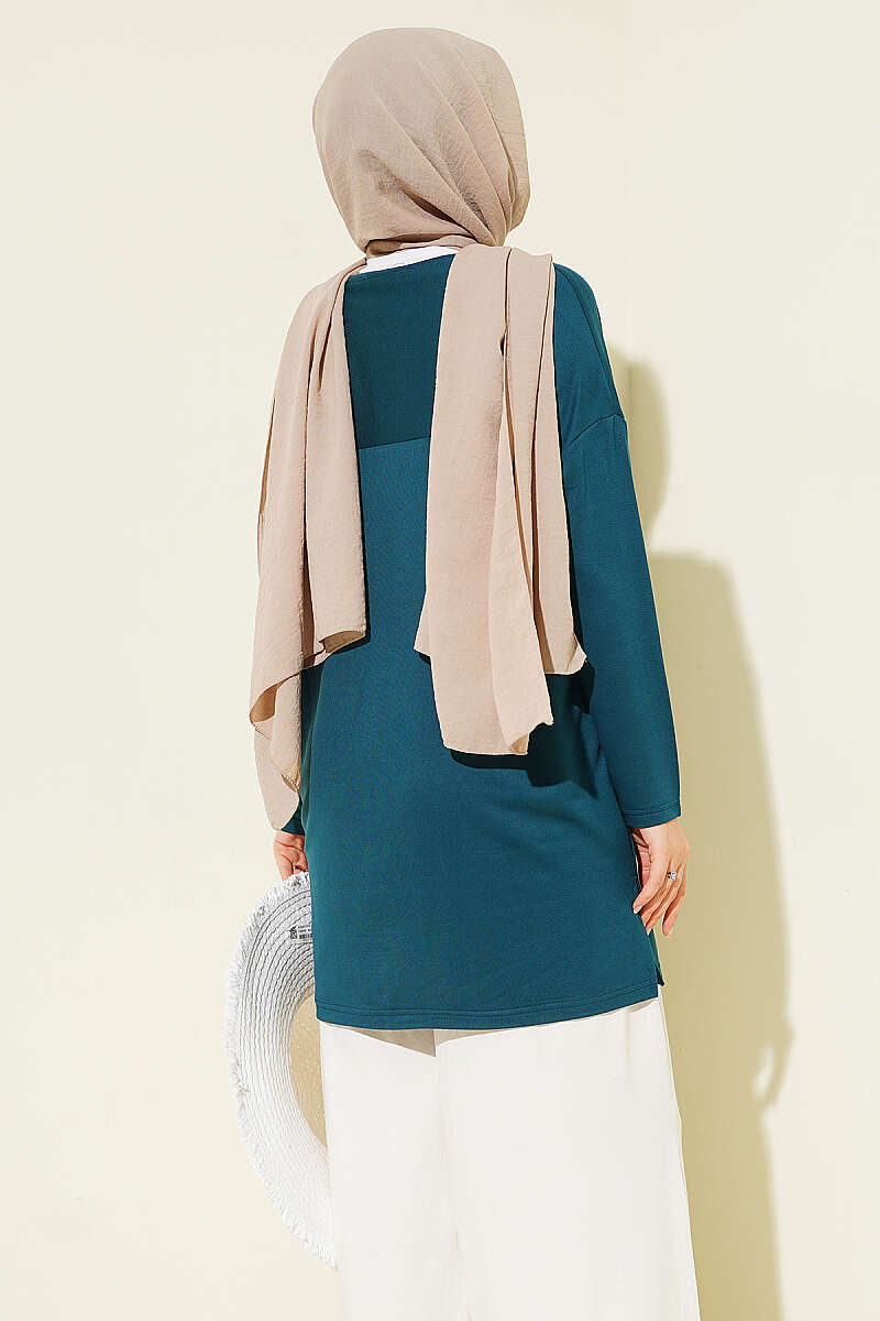 Basic Tunic with Heart Detail - Teal