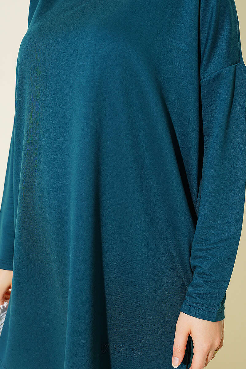 Basic Tunic with Heart Detail - Teal