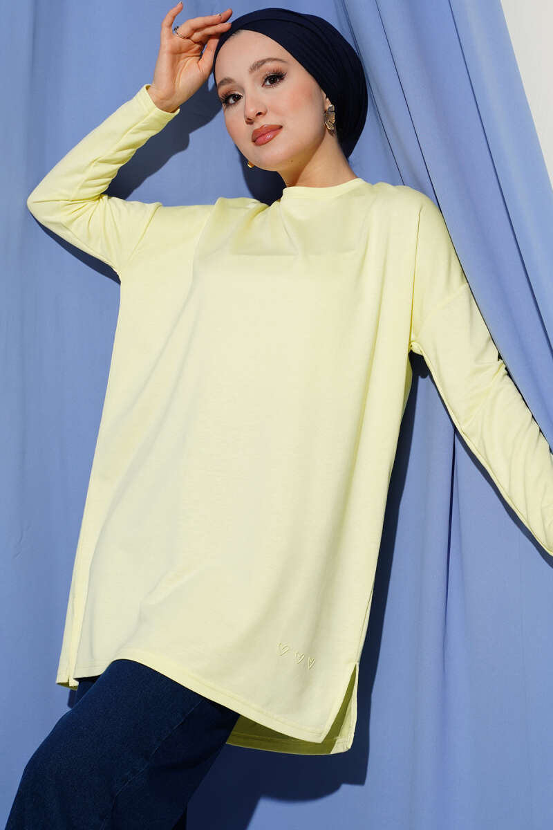 Basic Tunic with Heart Detail - Yellow