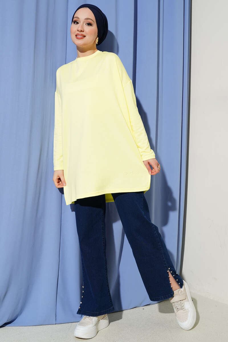 Basic Tunic with Heart Detail - Yellow