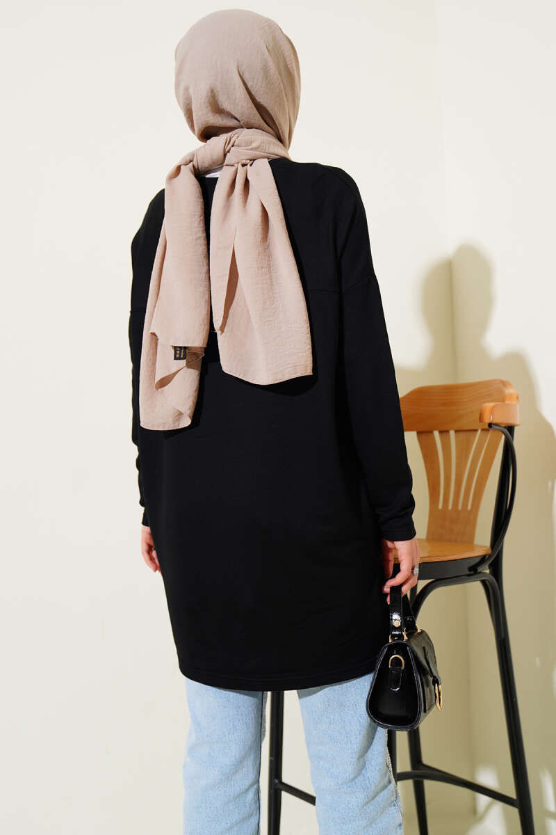 Basic Tunic with Heart Detail - Black