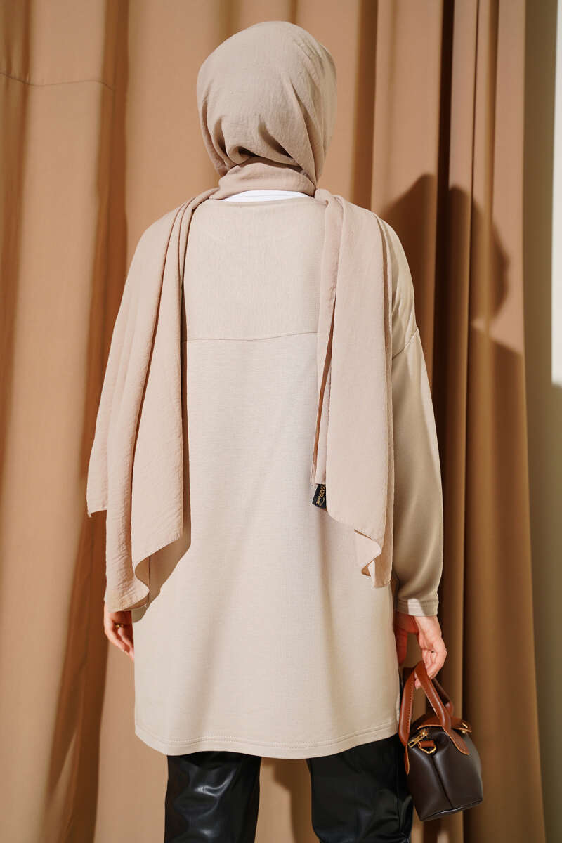 Basic Tunic with Heart Detail - Stone