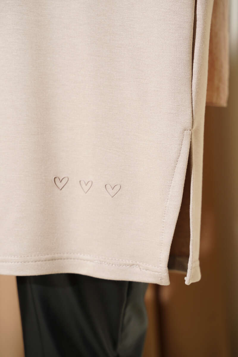 Basic Tunic with Heart Detail - Stone