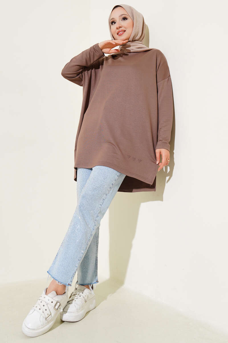 Basic Tunic with Heart Detail - Mink