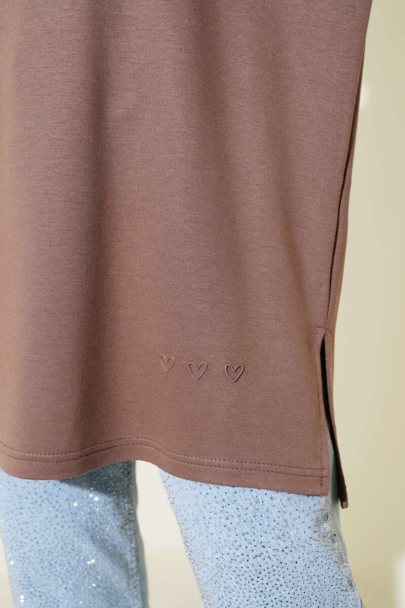 Basic Tunic with Heart Detail - Mink