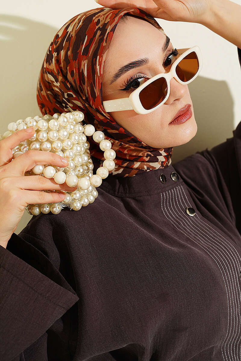 Camouflage Print Soft Scarf - Brown
