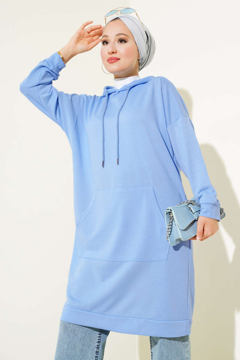 Kangaroo Pocket Tunic - Light Blue