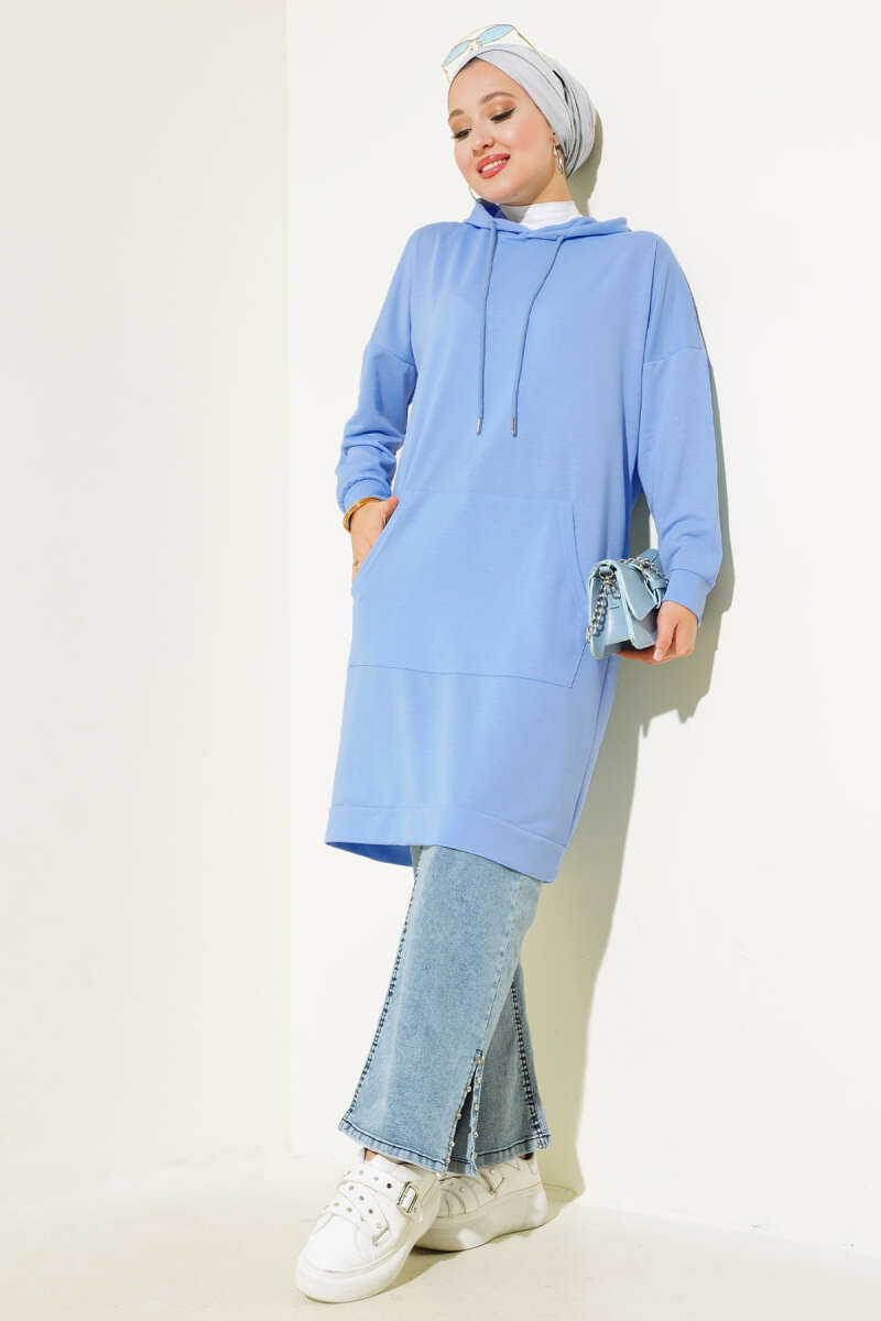 Kangaroo Pocket Tunic - Light Blue
