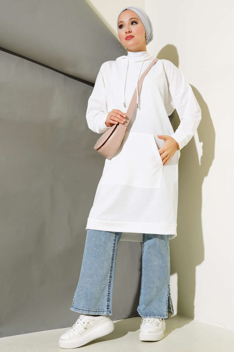 Kangaroo Pocket Tunic - White