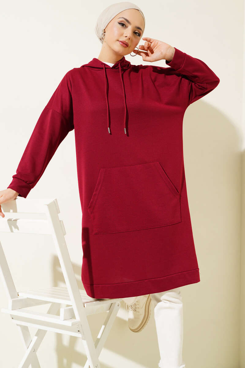 Kangaroo Pocket Tunic - Burgundy