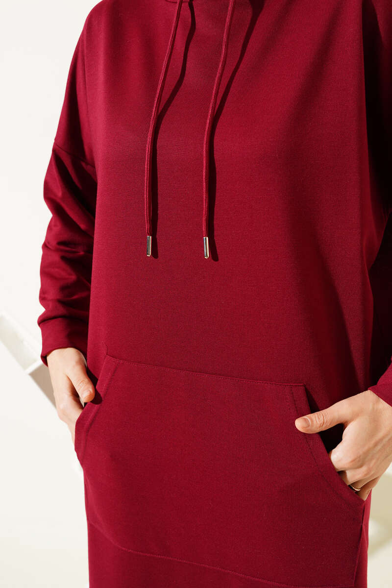 Kangaroo Pocket Tunic - Burgundy
