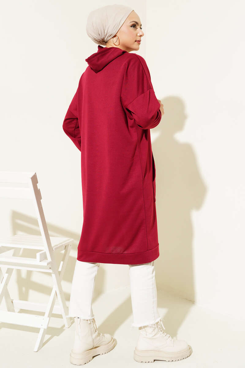 Kangaroo Pocket Tunic - Burgundy
