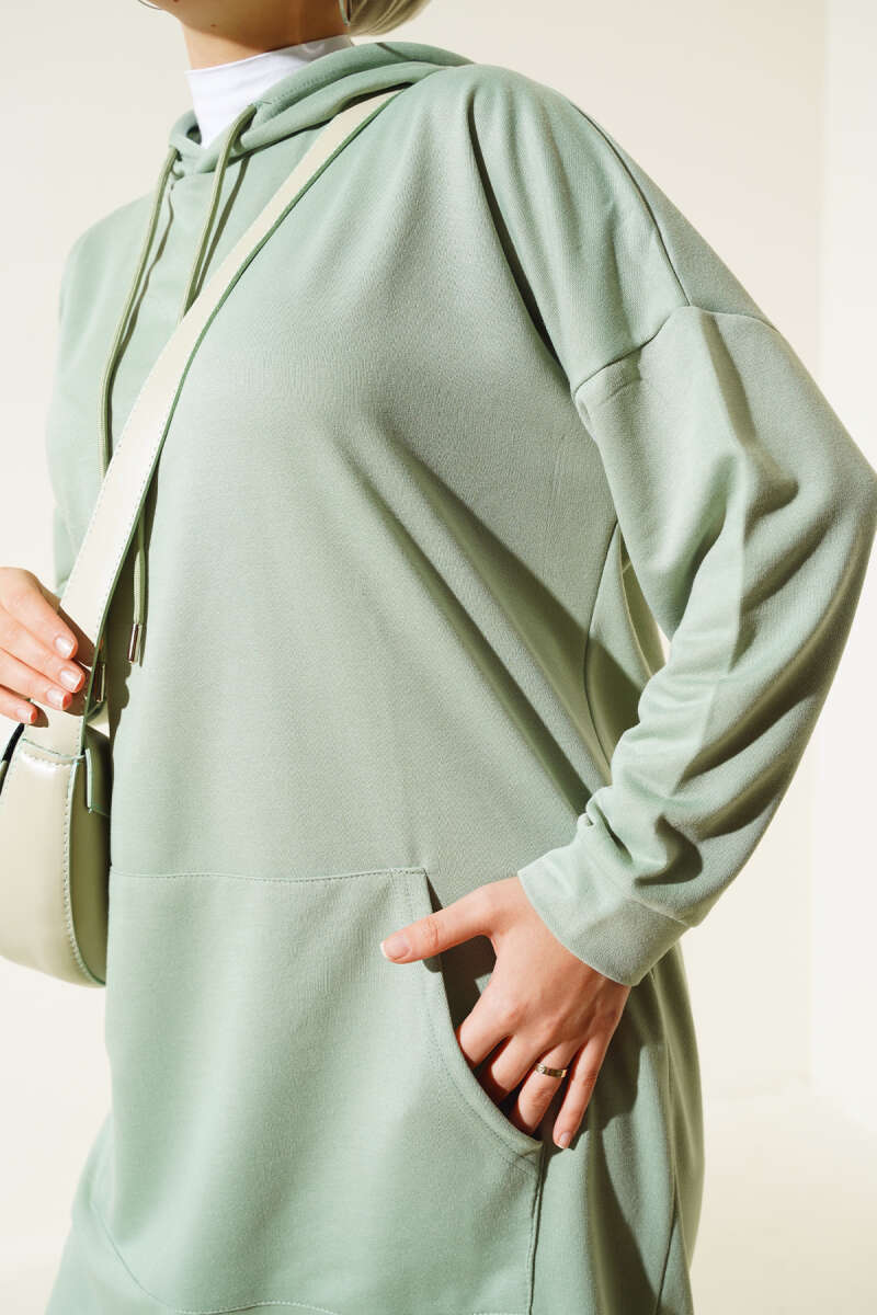 Kangaroo Pocket Tunic - Almond Green