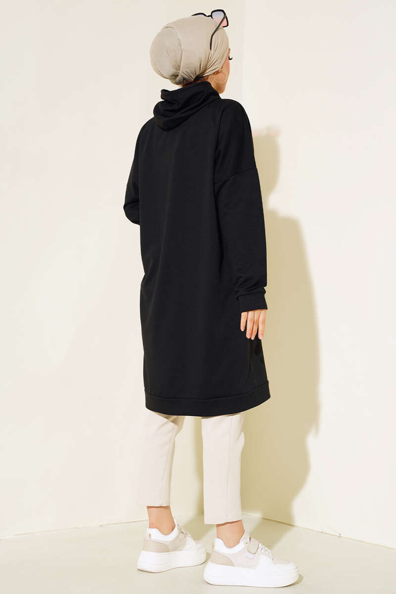 Kangaroo Pocket Tunic - Black