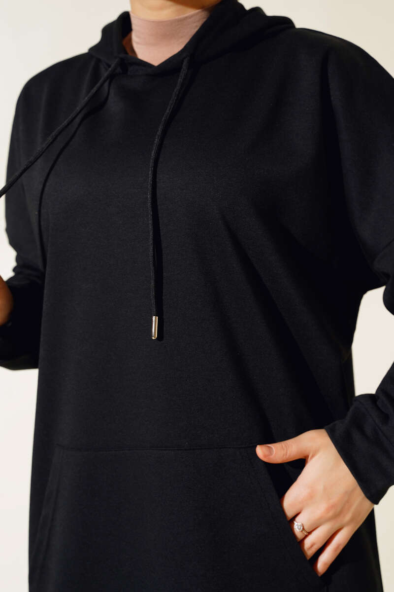 Kangaroo Pocket Tunic - Black