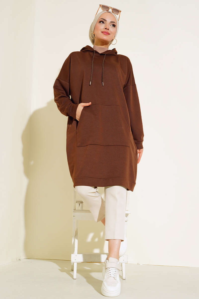 Kangaroo Pocket Tunic - Brown