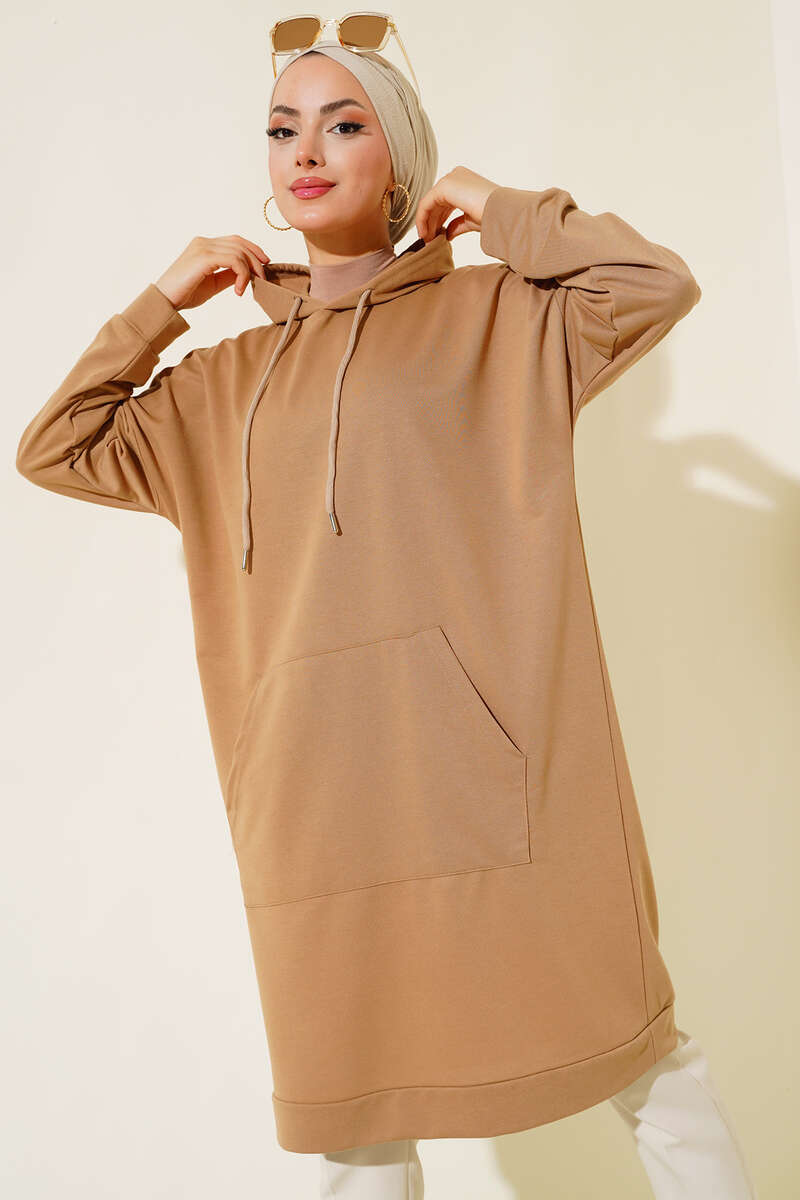 Kangaroo Pocket Tunic - Latte