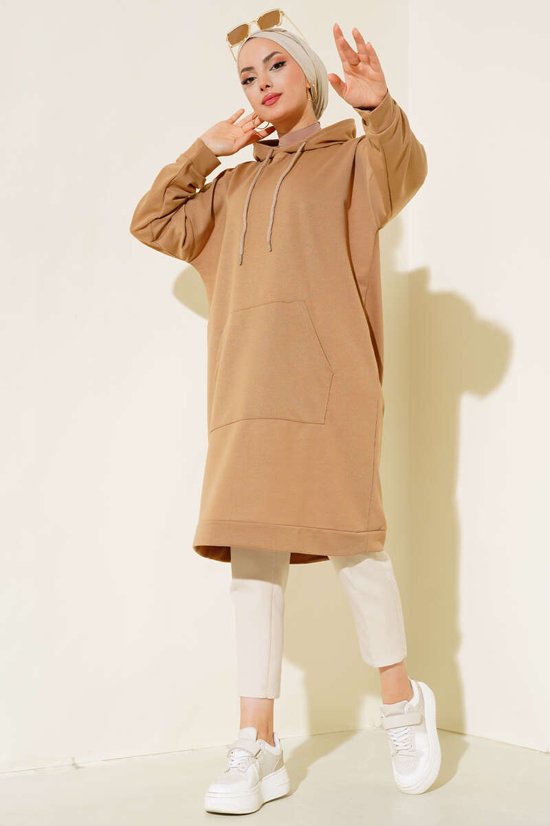 Kangaroo Pocket Tunic - Latte