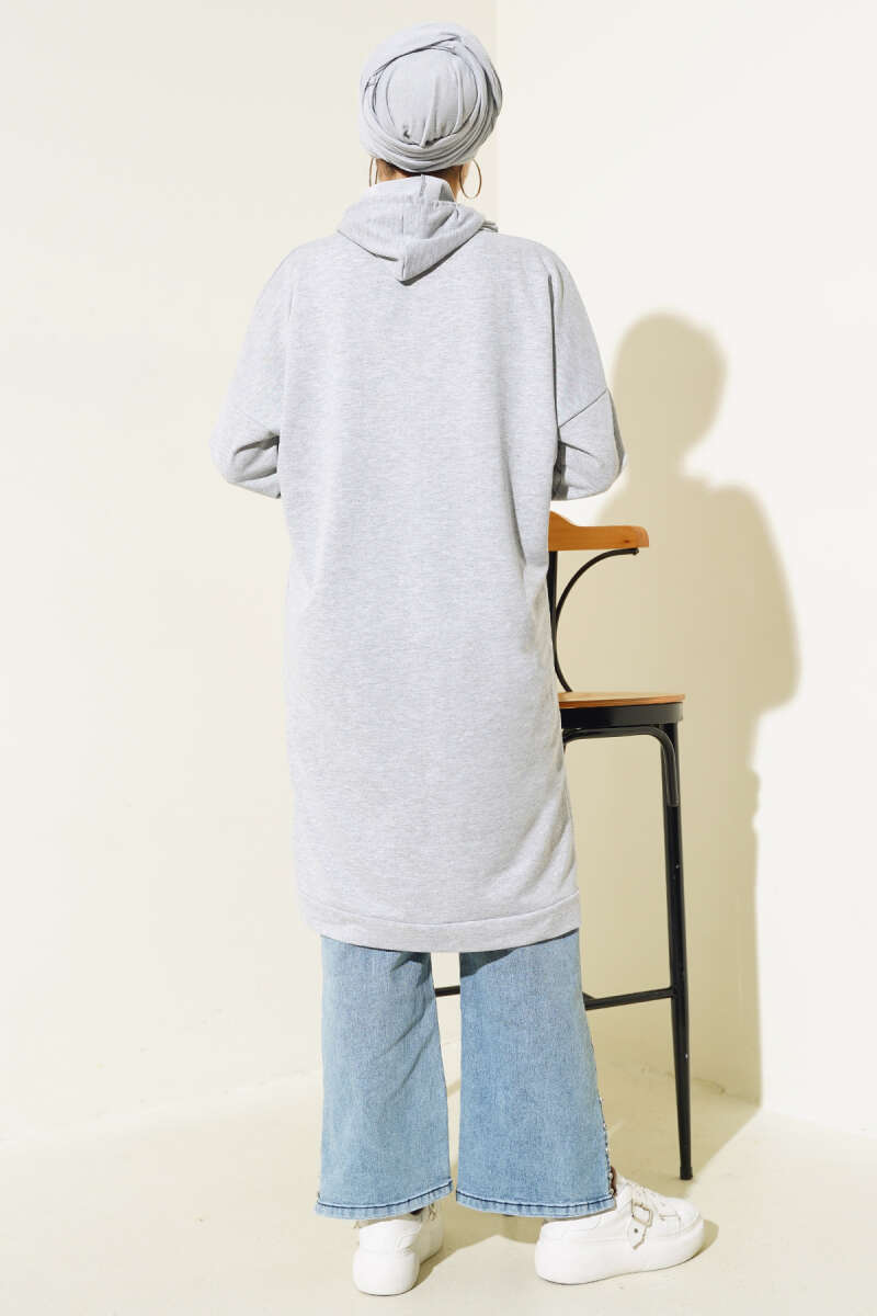 Kangaroo Pocket Tunic - Heather Grey