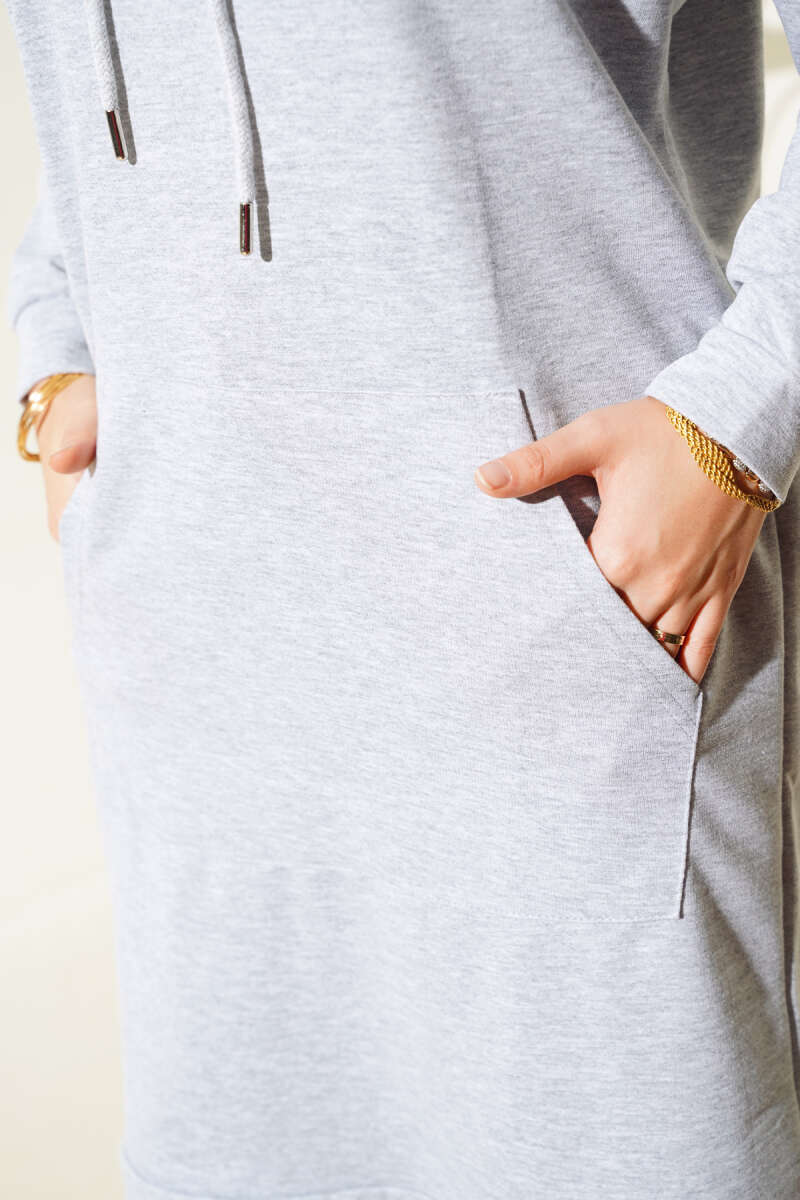 Kangaroo Pocket Tunic - Heather Grey