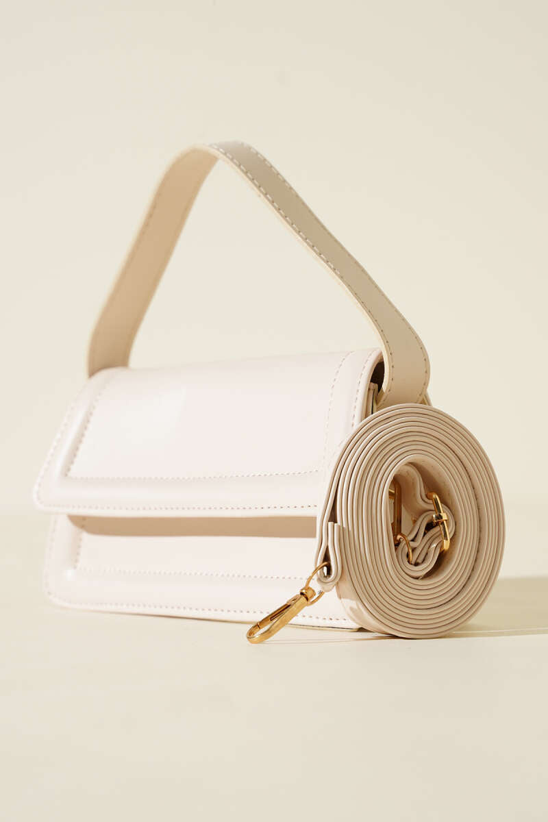 Magnetic Flap Handbag - Bone