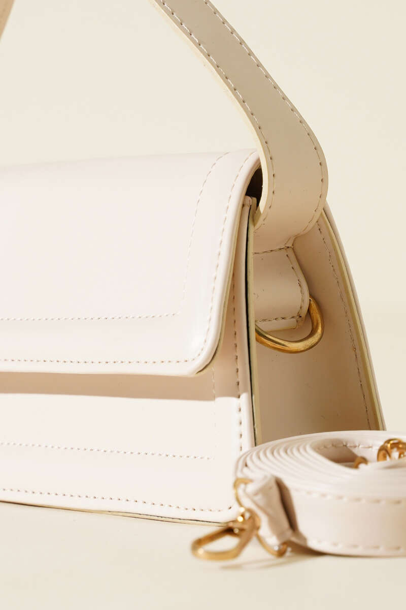 Magnetic Flap Handbag - Bone