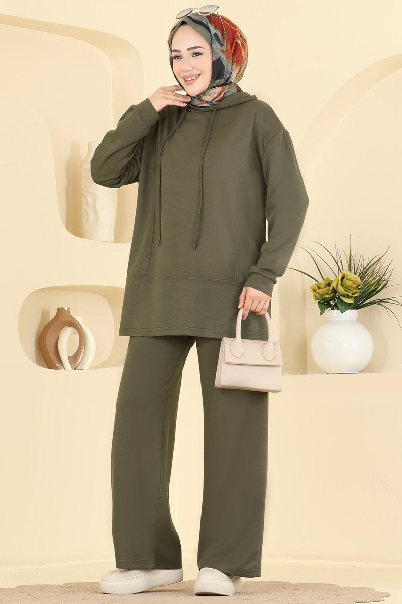 Hooded Modal Two-Piece Set - Khaki