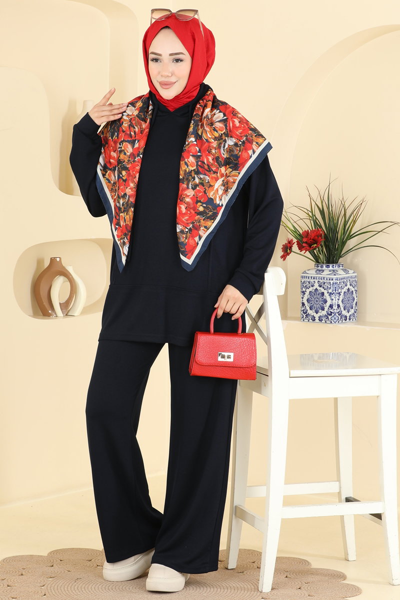 Hooded Modal Two-Piece Set - Dark Navy