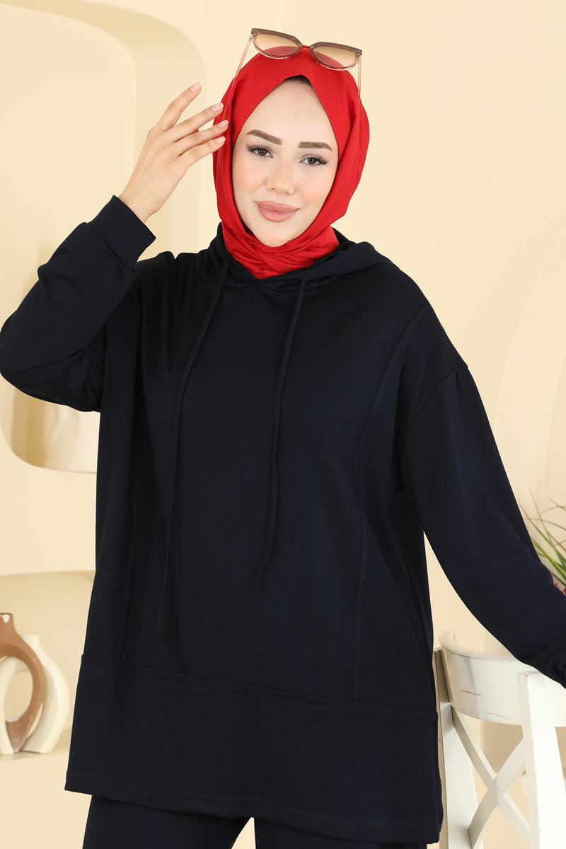 Hooded Modal Two-Piece Set - Dark Navy