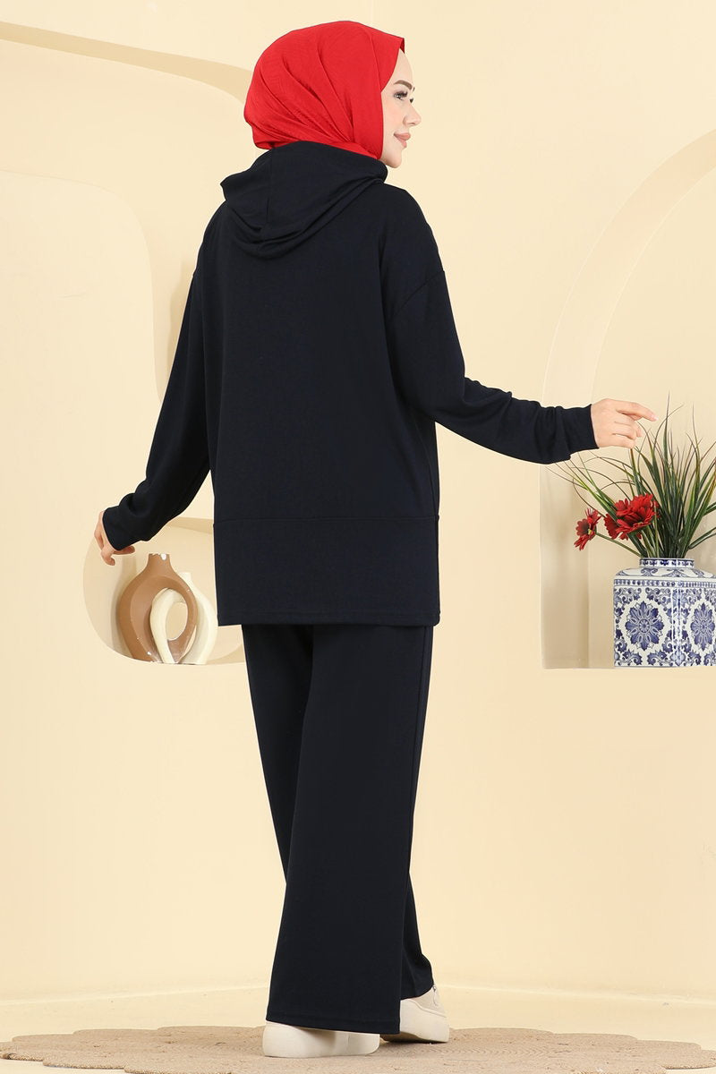 Hooded Modal Two-Piece Set - Dark Navy