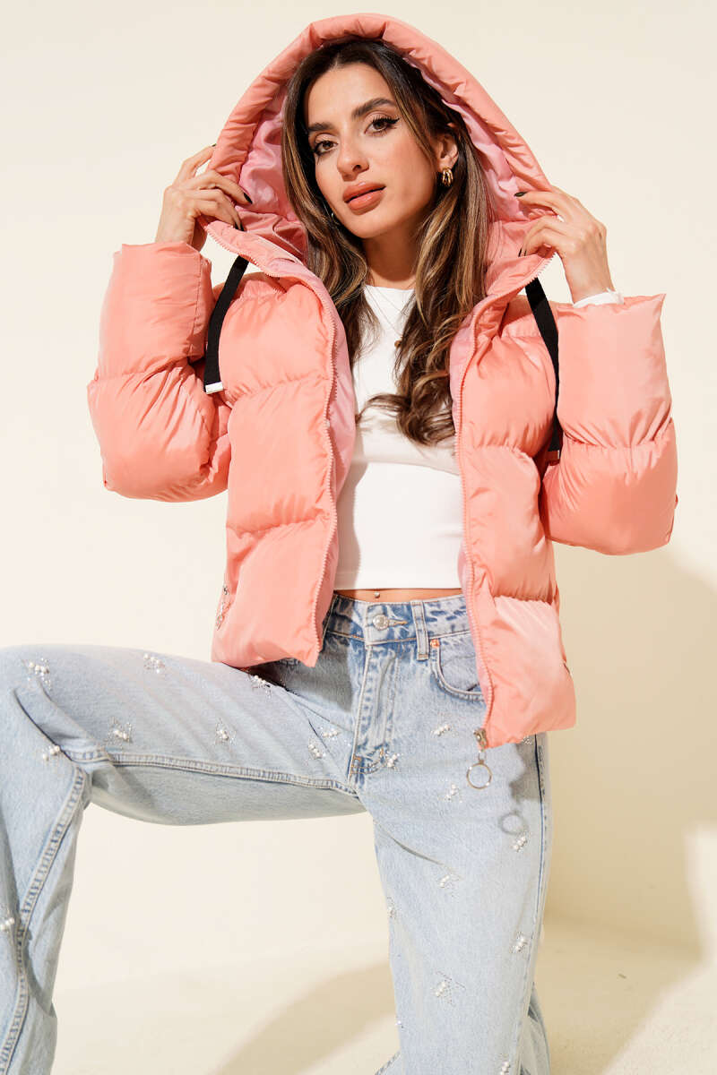 Short Hooded Puffer Jacket - Powder
