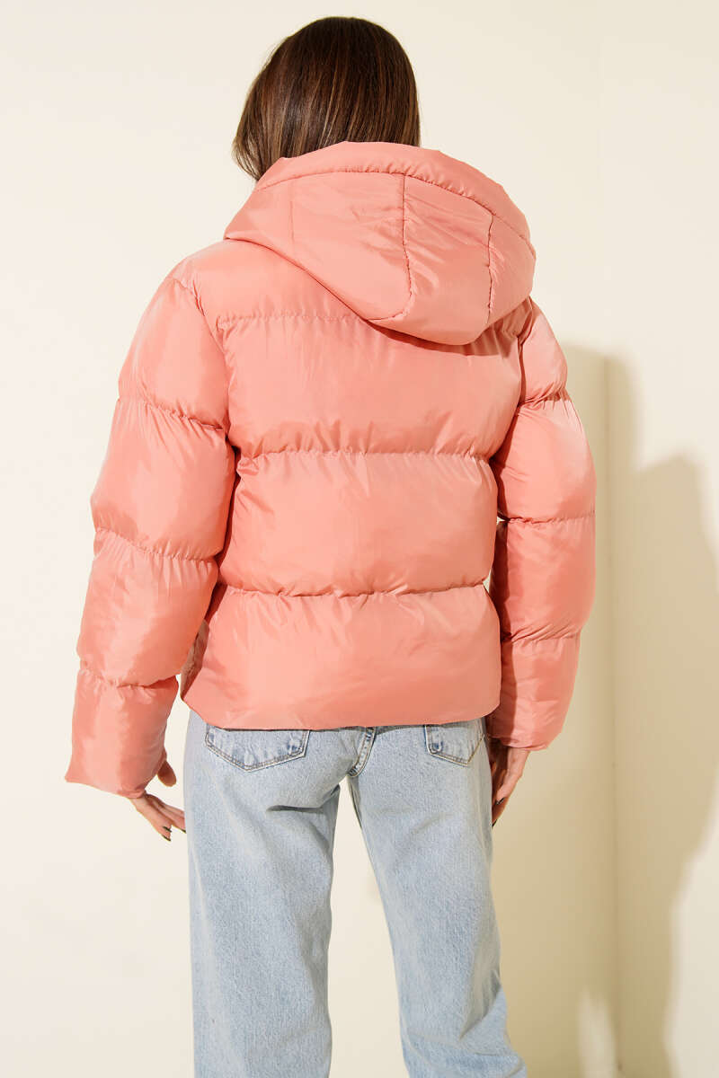 Short Hooded Puffer Jacket - Powder