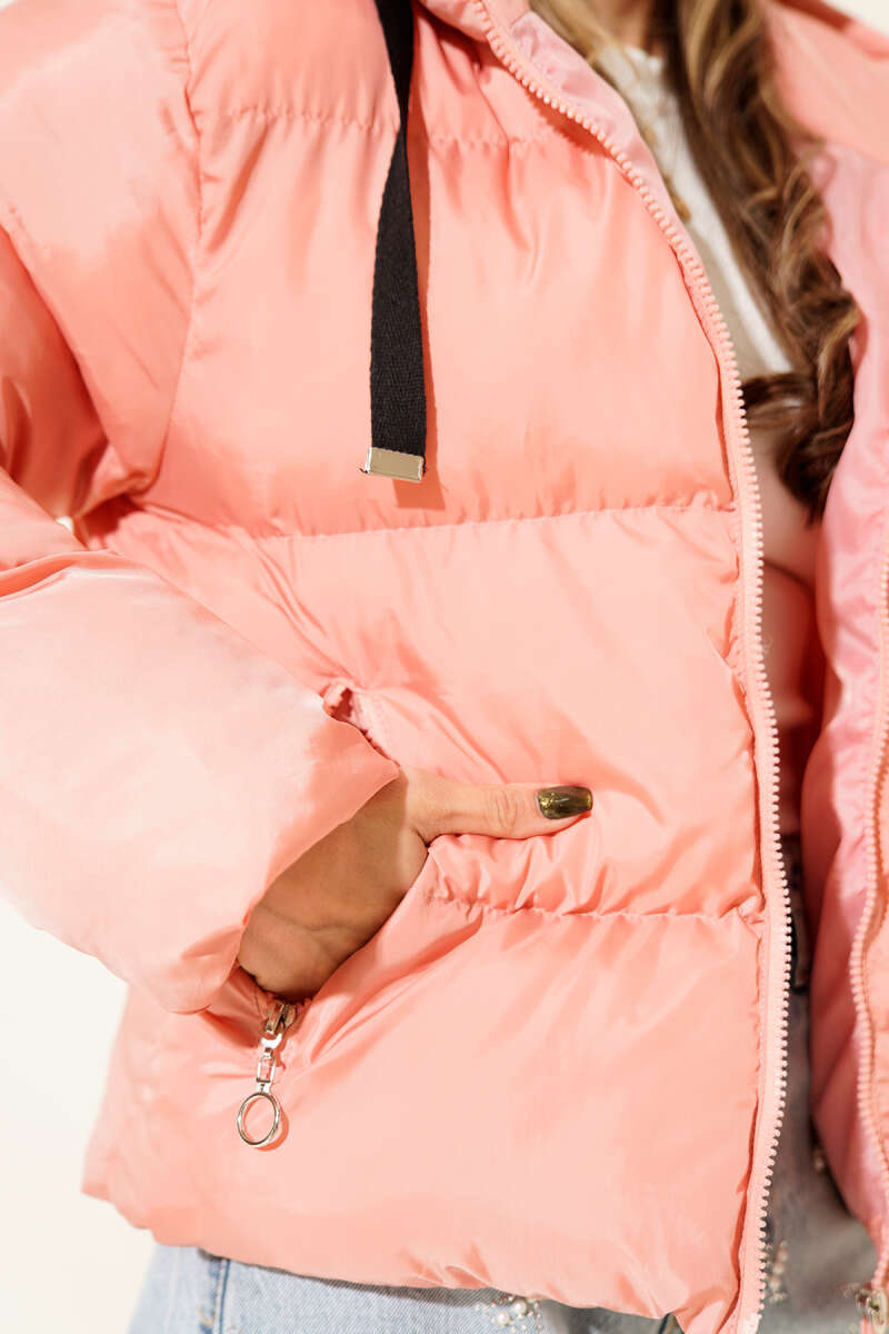 Short Hooded Puffer Jacket - Powder