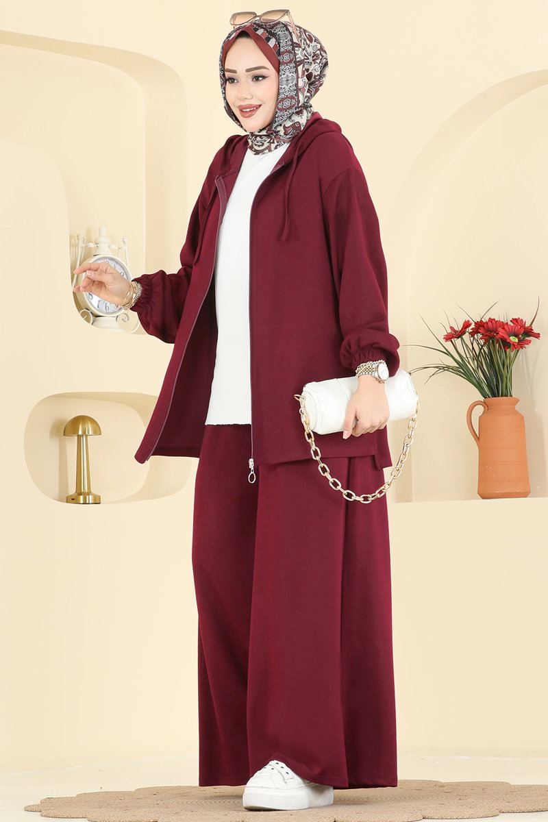 Hooded Modal Set - Burgundy
