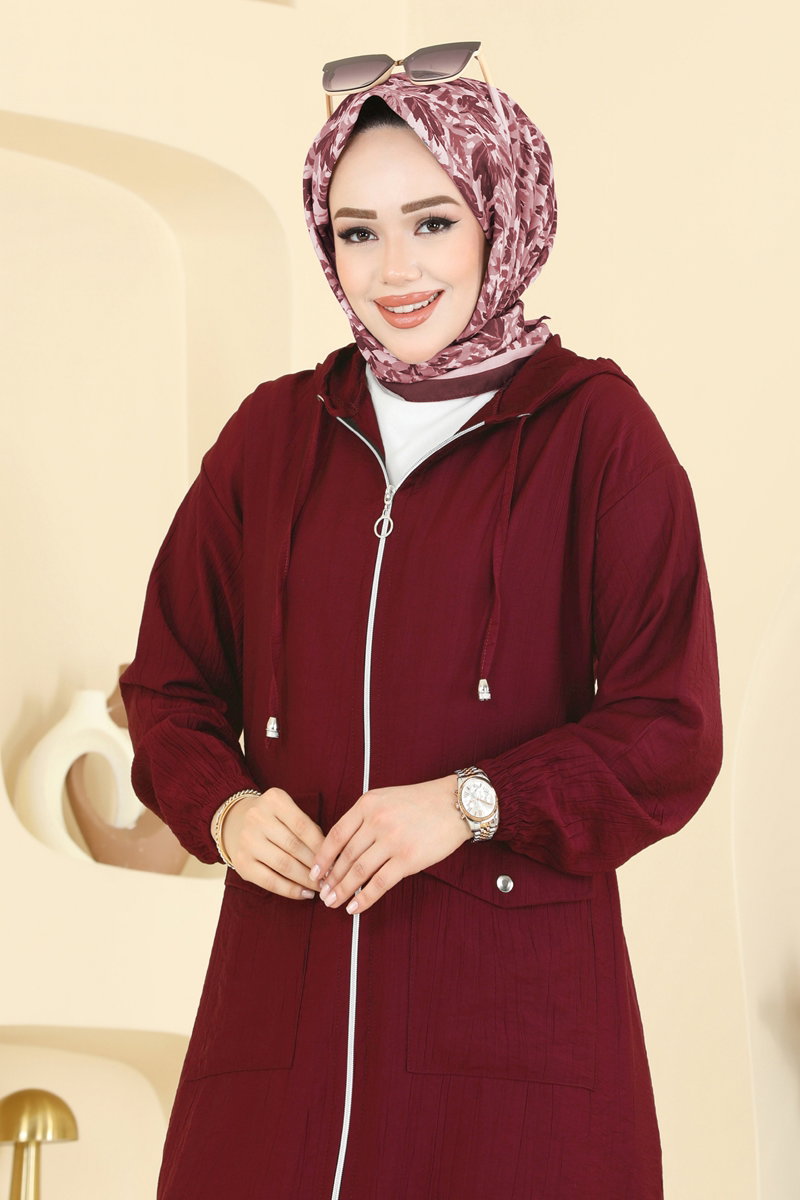 Hooded Trouser Set - Burgundy