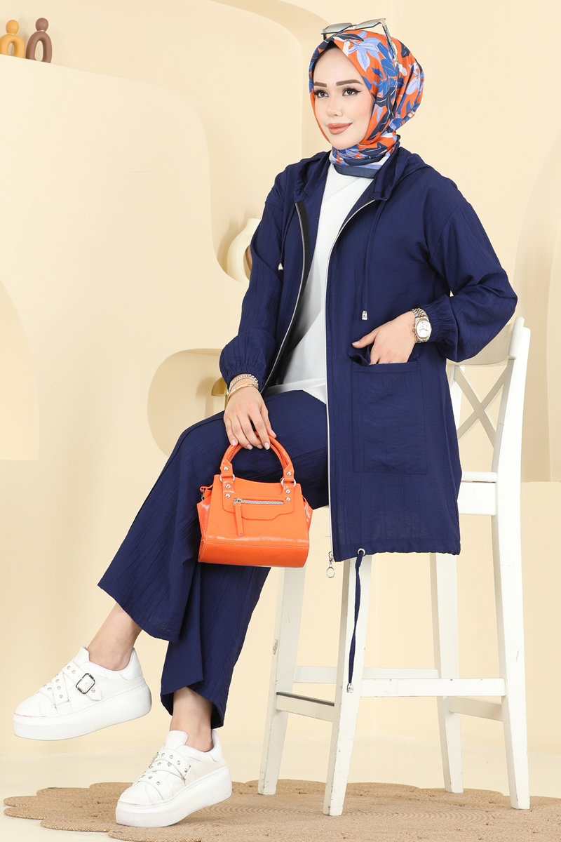 Hooded Trouser Set - Navy