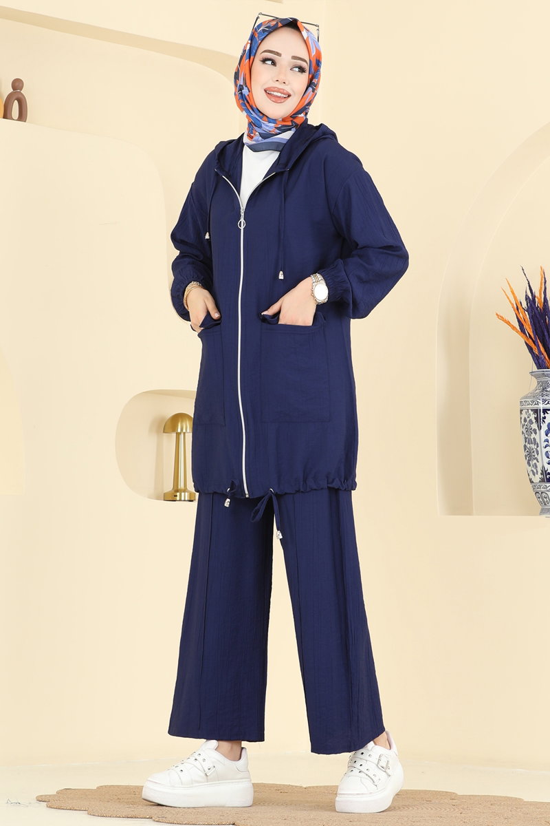 Hooded Trouser Set - Navy