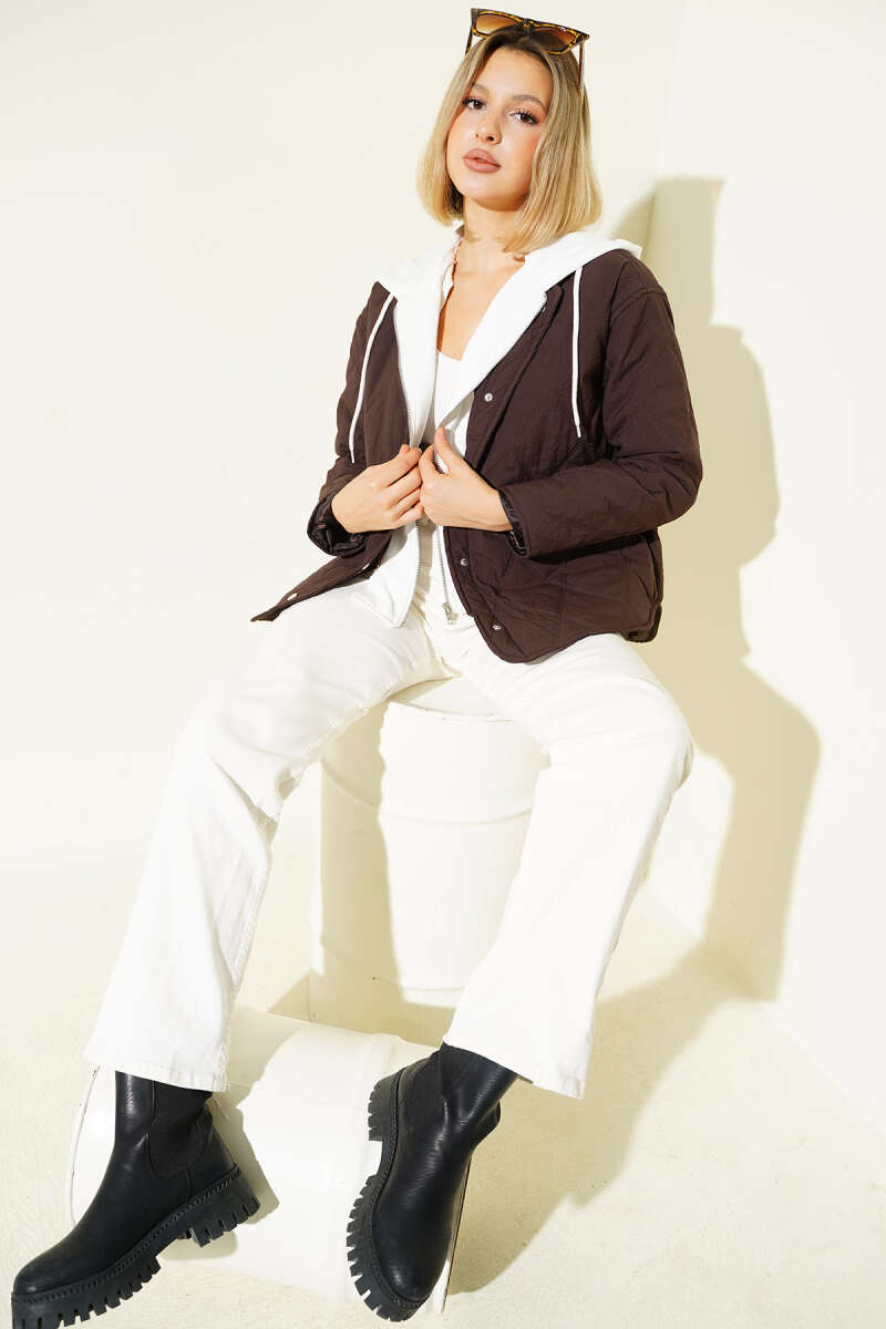 Hooded Zip Jacket - Brown