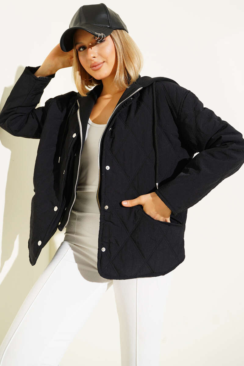 Hooded Zip Jacket - Black
