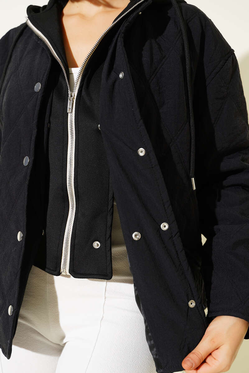 Hooded Zip Jacket - Black