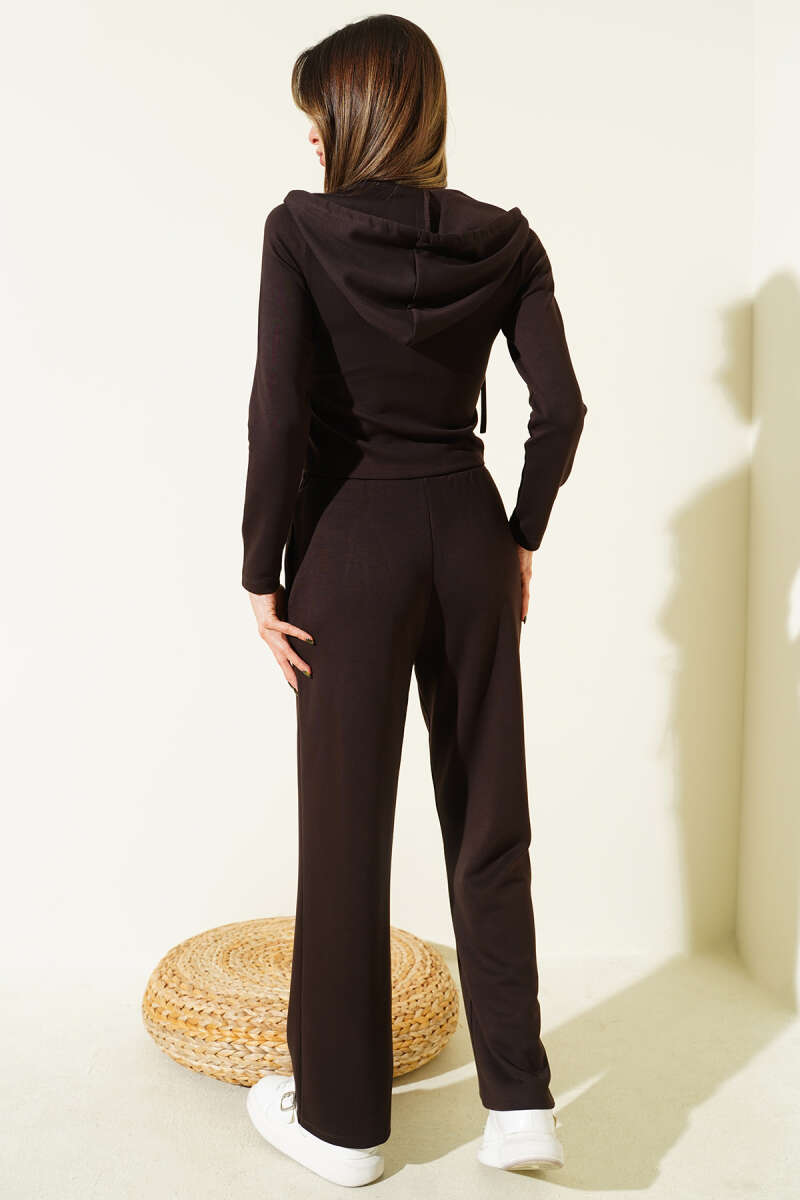 Hooded Loycha Two-Piece Set - Dark Brown