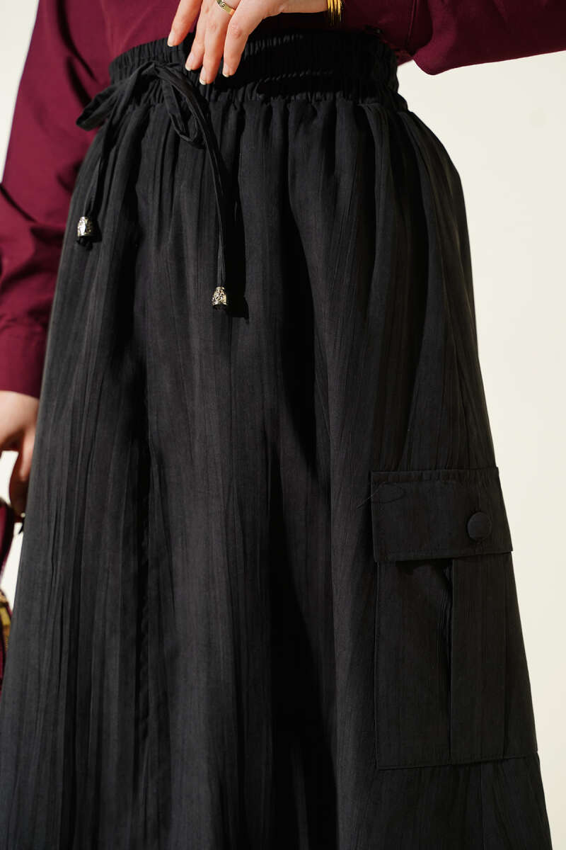 Tencel Skirt with Cargo Pockets - Charcoal