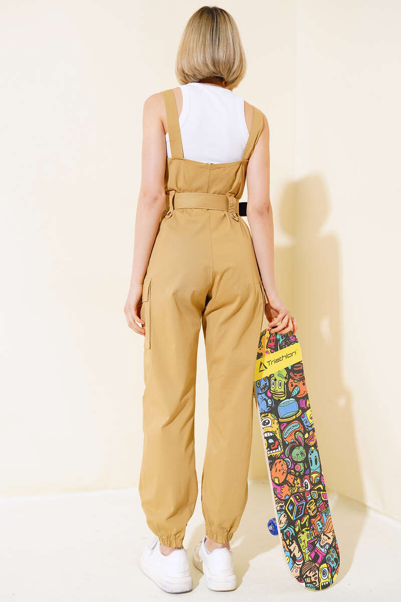Strappy Cargo Jumpsuit - Mustard